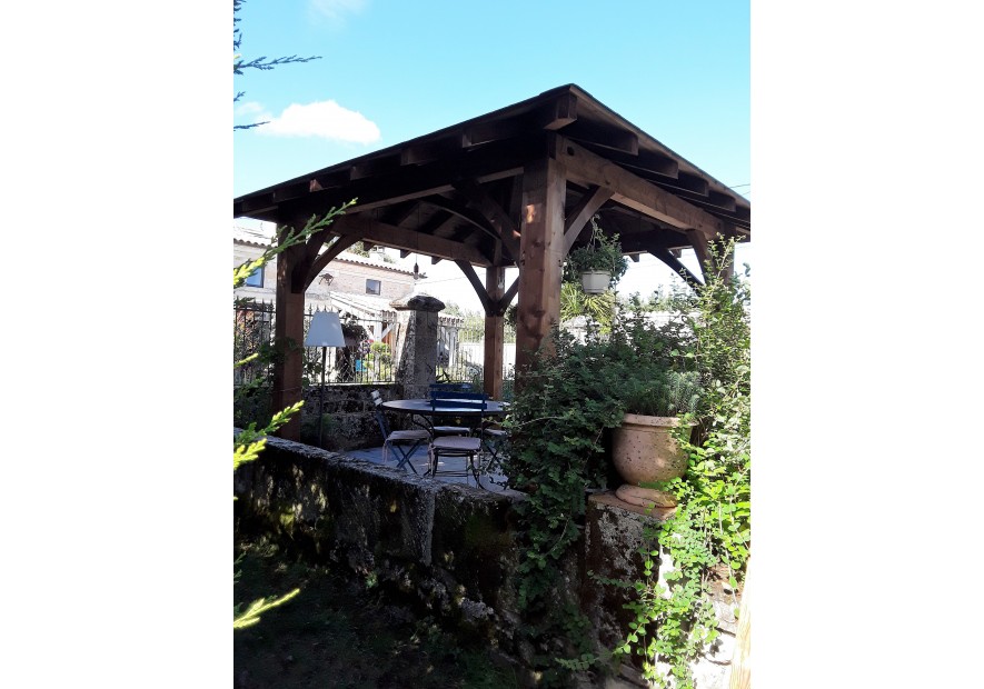 Pergola de type Carbet 3x3m - Couvert - Traité autoclave marron
